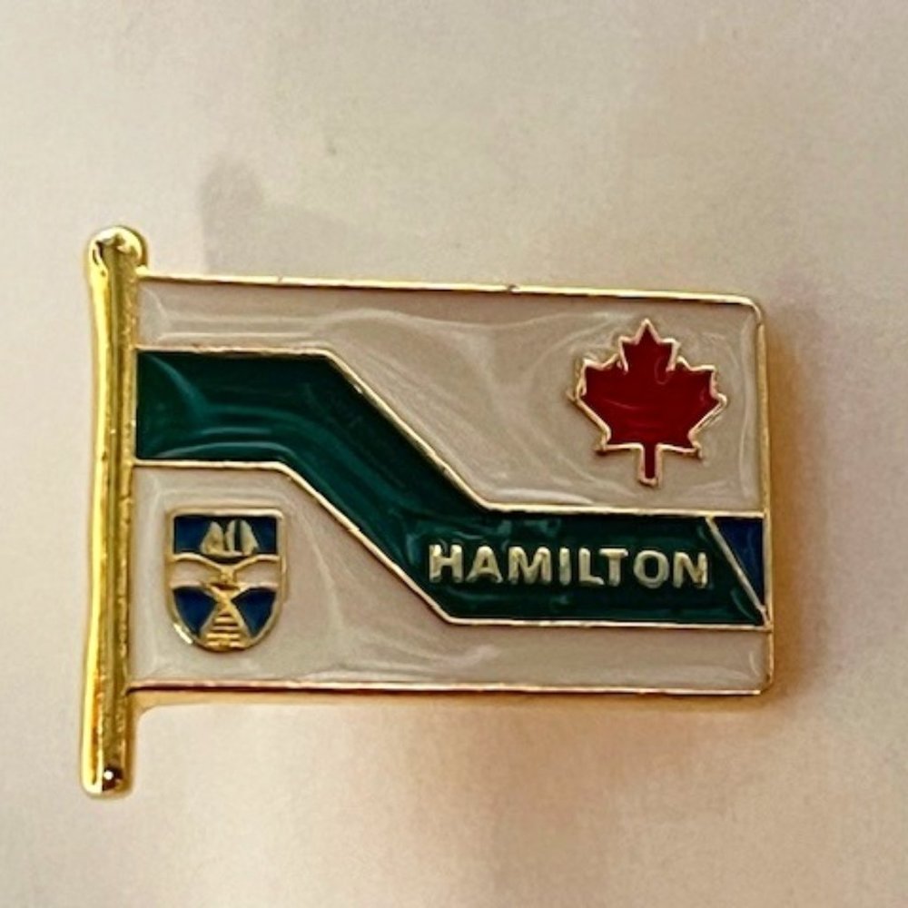 VTG Hamilton Ontario Canada Pre-Amalgamation Flag Collectible EnamelPin Pinback